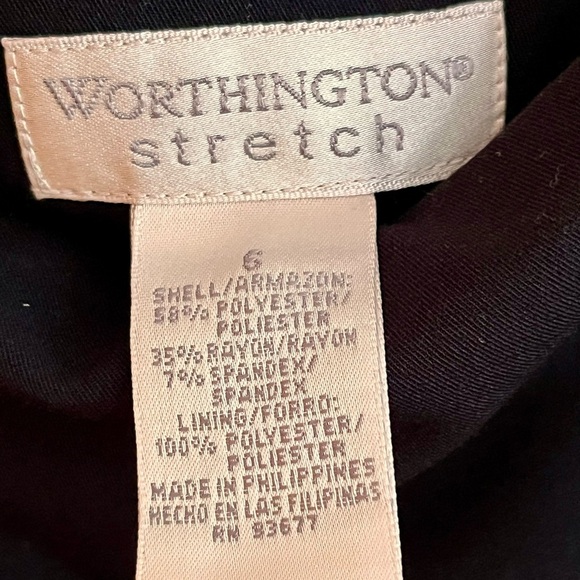 Worthington Stretch Navy Blue Pencil Skirt Lined Front Slit Pleats SZ 6 Preppy - Picture 10 of 12